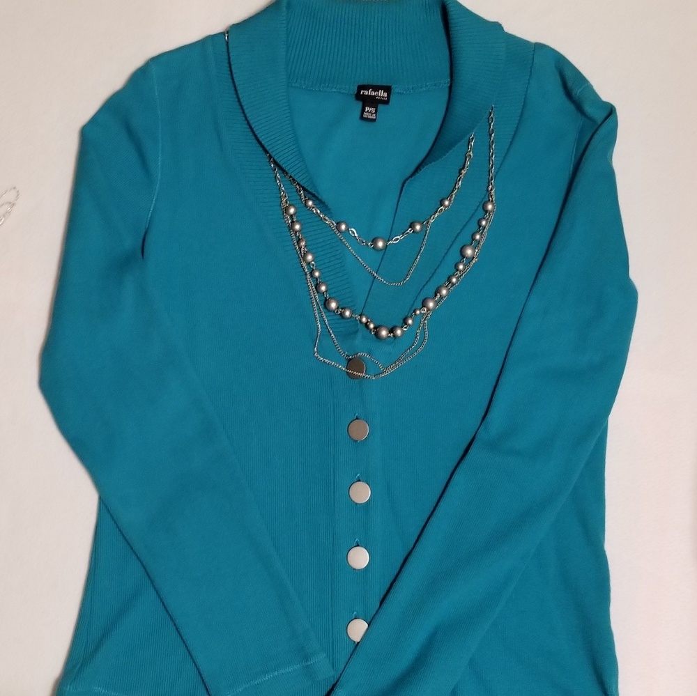 Petite Turquoise Button up Cardigan